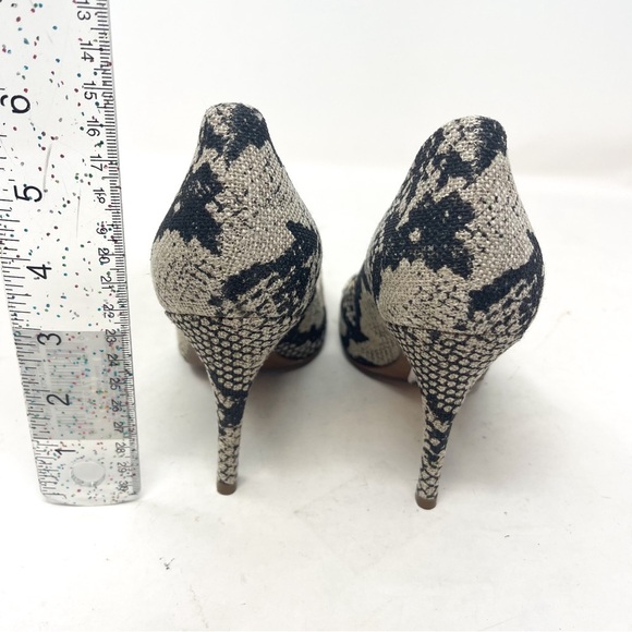 J. Crew Mona Snakeskin Linen Fabric Textile Round Toe Pumps Heels Womens Shoes 7 - Picture 6 of 8